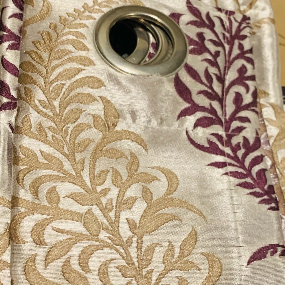 Custom silver/ gold/ purple Curtains:84 inches: 4 drapes